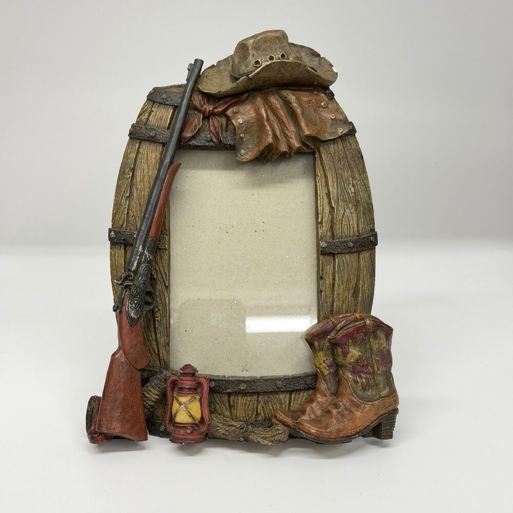 Western Cowboy 3D Resin Photo Frame Rifle Boot Hat Lantern Rustic Ranch Decor